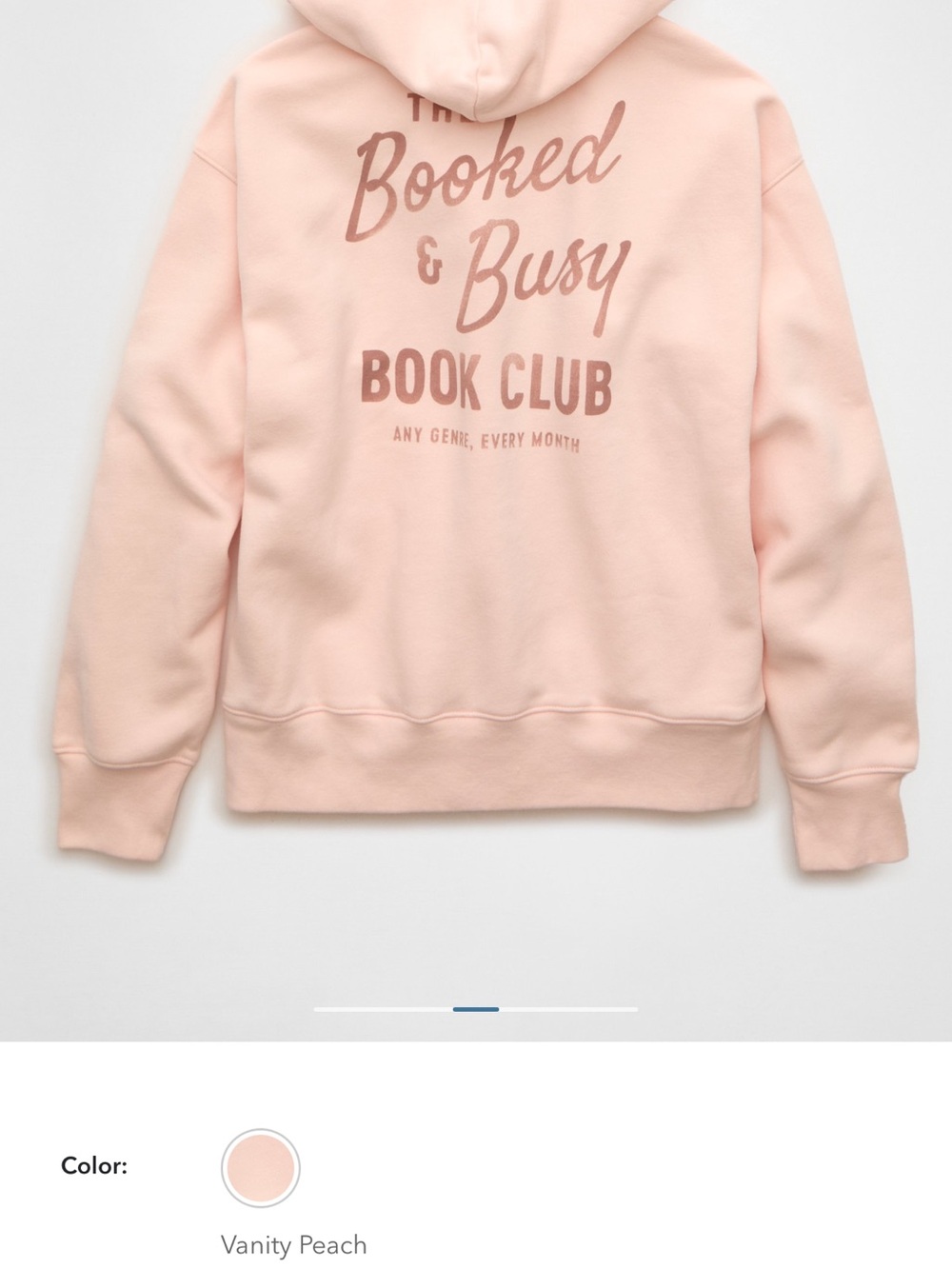 NWT American Eagle Sz XL- The Booked & Busy Book Club Hoodie - Pale Pink - Picture 8 of 9